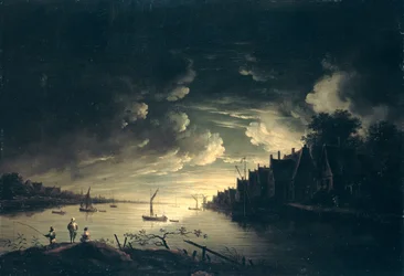 River Landscape by Moonlight,