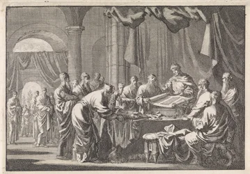 Møte med de 72 oversetterne av loven etter ordre fra kong Ptolemaios Philadelphus