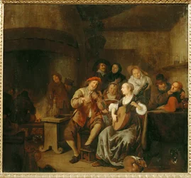 Bønder som lager musikk (maler på eik)