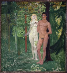 Adam og Eva. Maleri av Jan Preisler (1872-1918), Olje på lerret