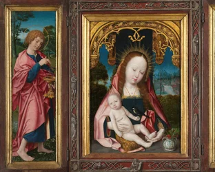 Triptyk med jomfru og barn, Evangelisten Johannes (venstre ving) og Maria Magdalena (høyre ving)