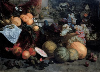 Stilleben med frukt og grønnsaker, første tredjedel av 1600-tallet.