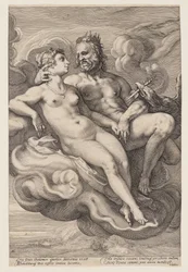 Jupiter og Juno sittende i skyene, fra tre sammenkoblede guder og gudinner