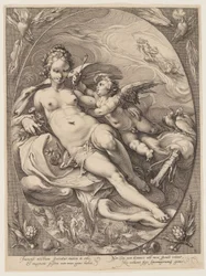 Venus og Cupid, fra Tre gudinner sittende i skyene