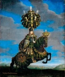 "Portrett av Ferdinand Joseph (1636-1698), prins de Dietrichstein, Gundakar de Dietrichstein en costume de ballet equestre"" (Gundakar, Prince Dietrichstein (1623-1690) i et kostyme for en hesteballett) Peinture de Jan Thomas van Ypres (1617–1678)