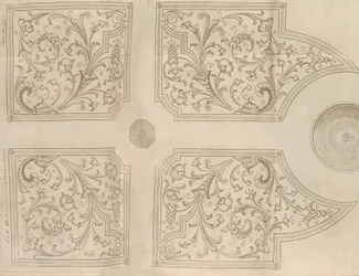 Design for en fontene og fire firkantede parterre for en lysthage, 1651