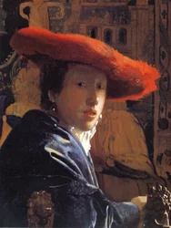 Jente med rød hatt, ca. 1665