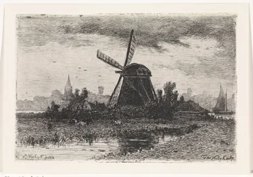 Landskap med mølle