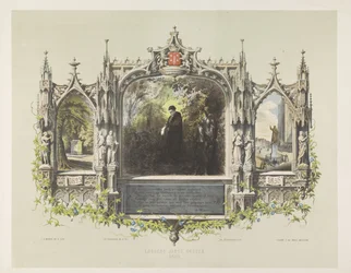 Minneplakett for Laurens Coster ved festlighetene rundt avdukingen av statuen i Haarlem, 1856 Laurens Jansz. Coster 1423 (tittel på objekt)