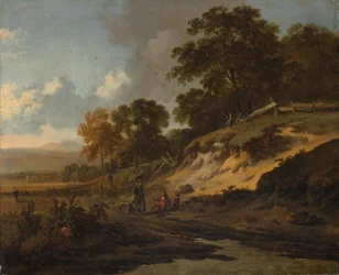 Landskap med jegere, ca. 1660–80 (olje på lerret)