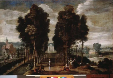 Slottsparken Maleri av Jan Wildens (1586-1653) Genes fra 1600-tallet, Musei di Strada Nuova (ex Palazzo Bianco)