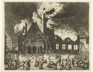 Brannen i det gamle rådhuset i Amsterdam, 1652 Skildring av den gamle Stadthuys som ble brent til Amsterdam 7. juli 1652