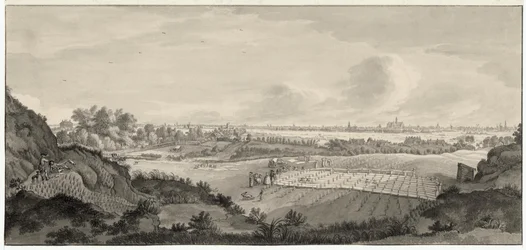 Utsikt over Bloemendaal blekefelt med Haarlem i det fjerne