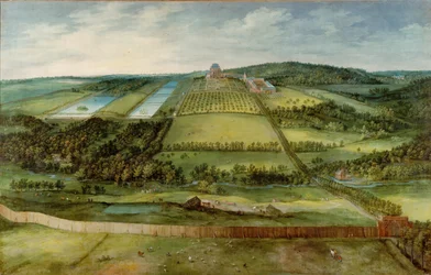 Utsikt over Chateau de Mariemont, Belgia (olje på lerret)