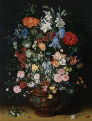 Blomster i en vase (olje på panel)