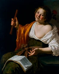 Jente med fløyte, ca. 1630 (olje på lerret)