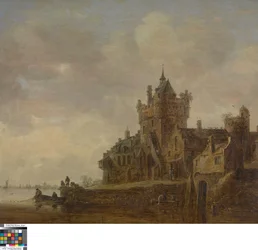 Elvelandskap med et slott