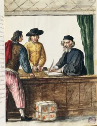 Utmerket kjøpmann, illustrasjon fra illustrert bok med venetianske kostymer, av Jan Grevenbroeck (1731-1807), akvarell, Italia