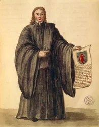 Store kansler for byen Chioggia, av Jan van Grevenbroeck eller Giovanni Grevembroch (1731-1807), Gli Donne de Veneziani, fra illustrert kostymebok, akvarell