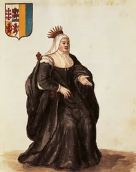 Portrett av Caterina Cornaro, av Giovanni Grevembroch, gravering