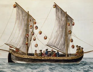 Venetiansk båt pyntet til Forløserfesten, av Jan Grevenbroeck (1731-1807), akvarell, Italia