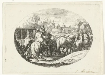 Leger en koetsen trekken naar stad Militaire voorstellingen uit het leven van Lodewijk XIV, koning van Frankrijk (series title)   1371073   no       norwegian Successfully Translated  Original: Pan bespiedt de nimf Syrinx Translat: Pan bespiedt de nimf Syr