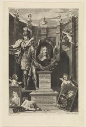 Portrett av erkehertug Leopold William av Østerrike som kunstsamler Theatrum Pictorium (serietittel) Tittelside for: David Teniers, Theatrum Pictorium, 1658