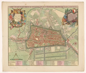 Plattegrunn av de stad Utrecht Den siste og mest nøyaktige tegningen av byen som krysser Rhinen (tittel på objekt)