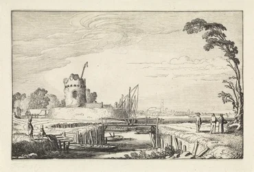 Figurer ved en havn og et tårn Landskap (serietittel) Amenissimae aliquot requculae (serietittel)