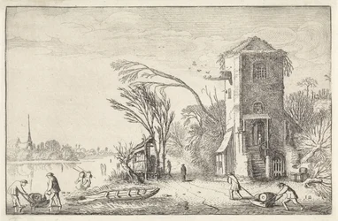 Figurer i et vinterlandskap med et tårn Landskap (serietittel) Amenissimae aliquot requculae (serietittel)