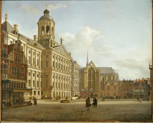 Damgaten og det nye rådhuset i Amsterdam, Nederland …