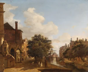 Architectural Fantasy, med det gamle rådhuset, Amsterdam ca. 1667-72 (olje på eikepanel)