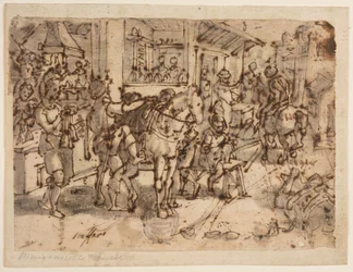 Oppfinnelsen av stigbøylen, design for "Staphae, sive stapedes," pl. 9 i utskriftsserien Nova Reperta (New Inventions of Modern Times).