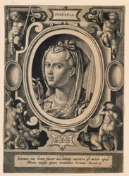 Justice (Justice), plate 5 fra "Virtutum theologicarum et cardinalium"