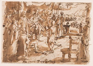 Rekto: Joseph tolker Faraas drømmer, foreløpig design for plate 2, "Spiritus Intellectus" (Intellektets ånd) i serien "Seven Gifts of the Holy Spirit"; Verso: inskripsjon angående trykkserier av "Life of John the Baptist"