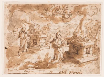 Kain og Abels ofre, foreløpig design for "Spiritus Pietatis" (Fromhetens ånd, plate 6 i trykkserien "The Seven Gifts of the Holy Spirit"