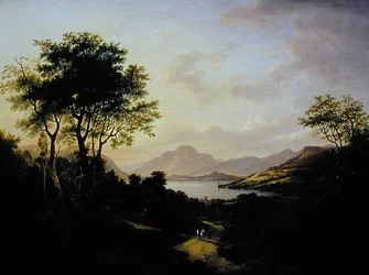 Omfattende utsikt over Loch Lomond, nær Dumbarton (olje på lerret)