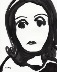 Greta Garbo-illustrasjon i svart-hvitt, ca. 2000