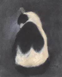 Thomas tar et bad, ca. 2018 (pastell og kull på papir)