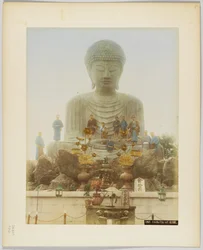 Daibutsu i Kobe, Japan (håndfarget svart/hvitt-bilde)