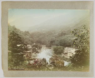 Yumoto Hakone, Kanagawa Prefecture (håndfarget svart/hvitt-bilde)
