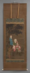 Buddhistisk maleri av 3 figurer, tidlig på 1700-tallet