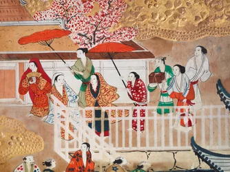 Osakazu Byobu - Japansk åttepanels foldeskjerm (maleri)