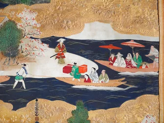 Osakazu Byobu - Japansk åttepanels foldeskjerm (maleri)