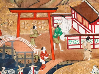 Osakazu Byobu - Japansk åttepanels foldeskjerm (maleri)
