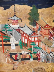 Osakazu Byobu - Japansk åttepanels foldeskjerm (maleri)