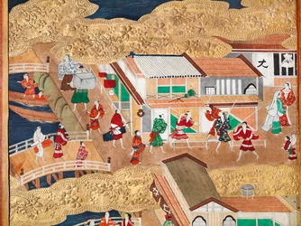 Osakazu Byobu - Japansk åttepanels foldeskjerm (maleri)