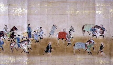 Sjette koreanske ambassade til Japan i Meireki 1 på tidspunktet for Tokugawa Ietsunas arvefølge i 1651, muligens av Kano Masunobu (1625-94) (rullemaleri) (detalj)