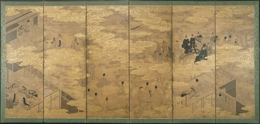 The Tale of Genji, sent på 1600- og tidlig på 1700-tallet (blekk med pigment og bladgull på glimmerpapir) (par av 171424)