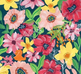 Fargerike, malte blomster